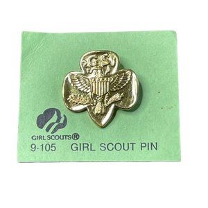 Vintage Girl Scouts Gold Tone Eagle Logo Lapel Pin 9 105 GSA u